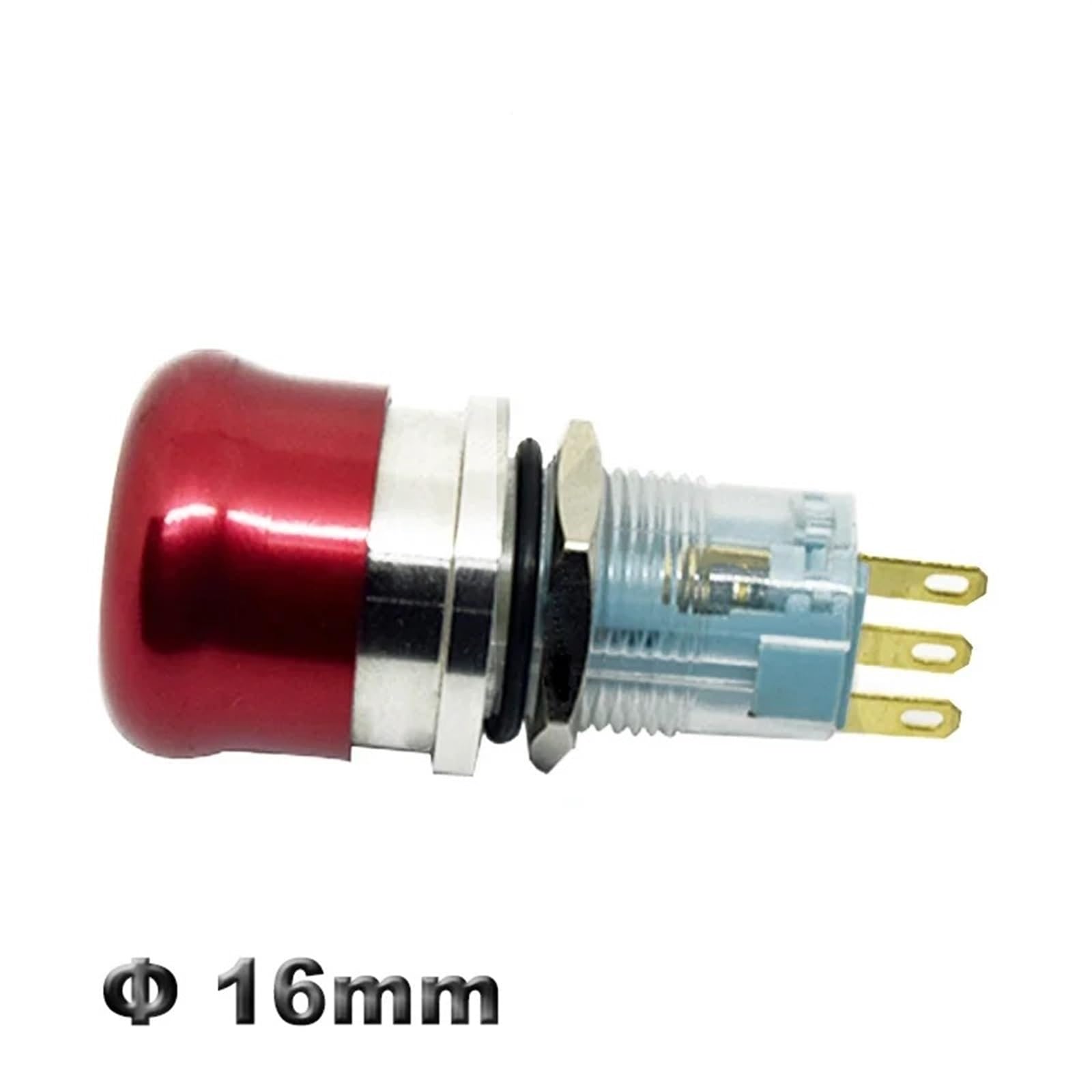 Interruptor de parada de emergencia de 16 mm, 19 mm y 22 mm, pulsador tipo hongo, 1NO, 1NC, 2NO, 2NC, con enclavamiento, encendido y apagado, 5 unidades(22mm round,1NO1NC)