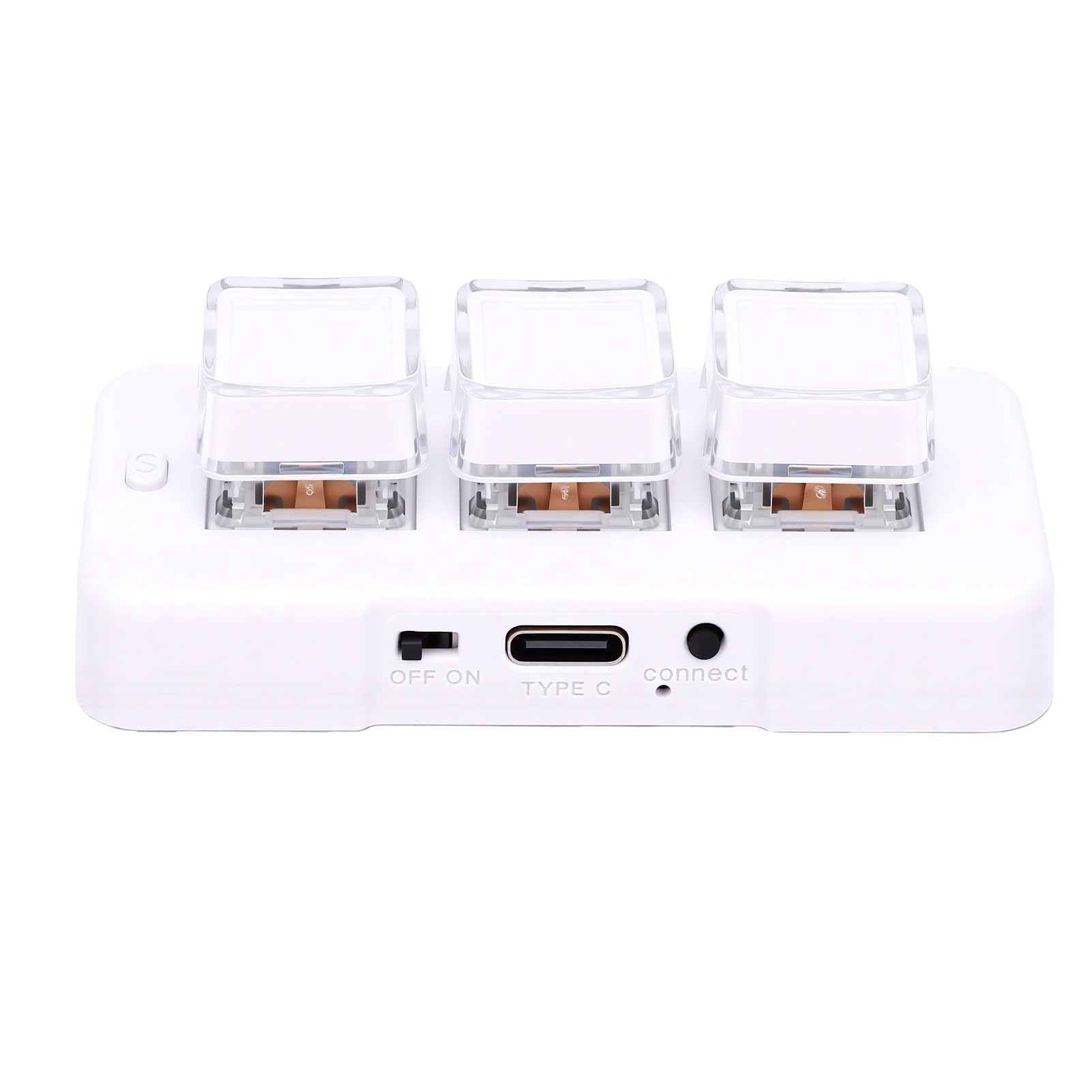 Bewinner Tastierino Meccanico a 3 Tasti Tastierino di Scelta Rapida Personalizzabile per Uso Universale su Computer con modalità Cablata e Bluetooth (WHITE)