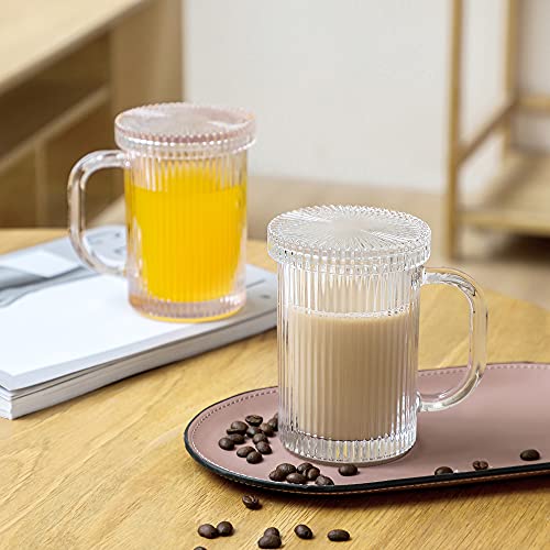 Taza de vidrio Lysenn con rayas verticales clásicas 11 oz miniatura 4