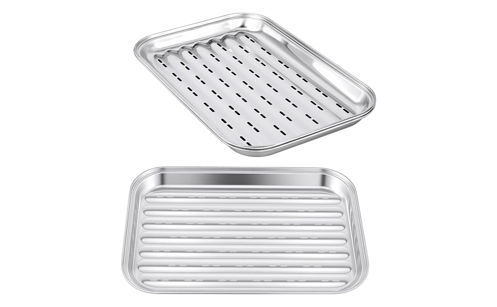 YIXNSW 3 Stück Edelstahl Grillschale, 34,5 x 24,2 x 2,7cm BBQ...
