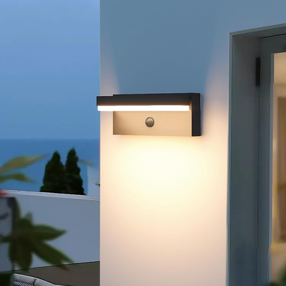 Outdoor Solar Wall Light, Solar&USB Charging Powered Lamps Dusk to Dawn Sensor with 2 Lighting Modes, Rechargeable IP54 Exterior Solar Porch Lights Patio Fence Outdoor Light Fixture