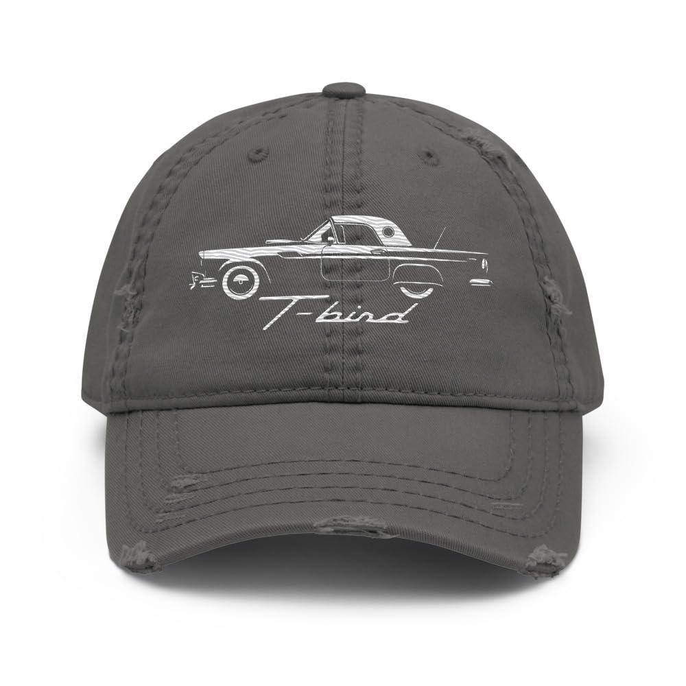 1957 Thunderbird czapka taty dla entuzjastów klasycznych samochodów T-Bird Silhouette Distressed Cap