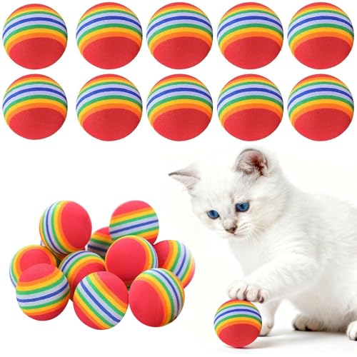 Exbrith 10 Pièces Balle en Mousse pour Chat - Jouet Interactif et d'Entraînement au Rebond - Augmente Le Plaisir des Animaux de Compagnie