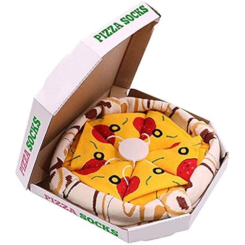 Blu Apparel Novelty Pizza Burger Sushi Gift Box Socks for Men Women Unisex Birthday Mothers Day Present 3, 4 or 5 pairs (Pizza) Cover