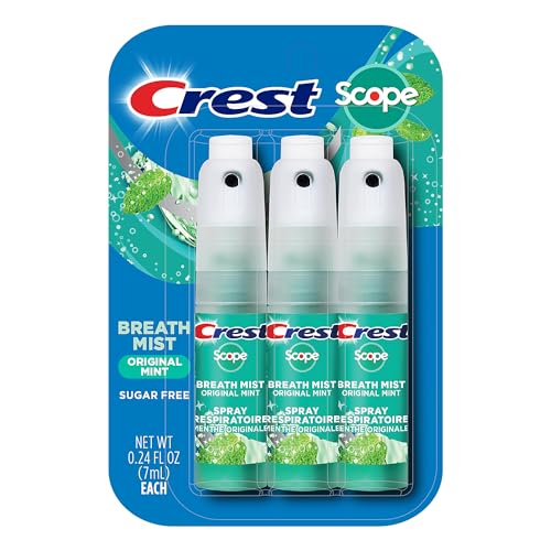Crest Scope | One 3-Pack of Mint Breath Mist Sprays (3 Total Sprays) - 0.24 Ounce (7mL) Each 0.72 Ounces Total