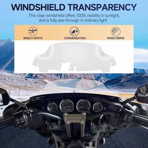 Image of Clear 7 inch Motorcycle Windshield Windscreen Compatible for 2014-2023 Harley Davidson Touring Street Glide /Electra Glide /Ultra Limited /Tri Glide FLHT FLHX FLHXS FLHTK