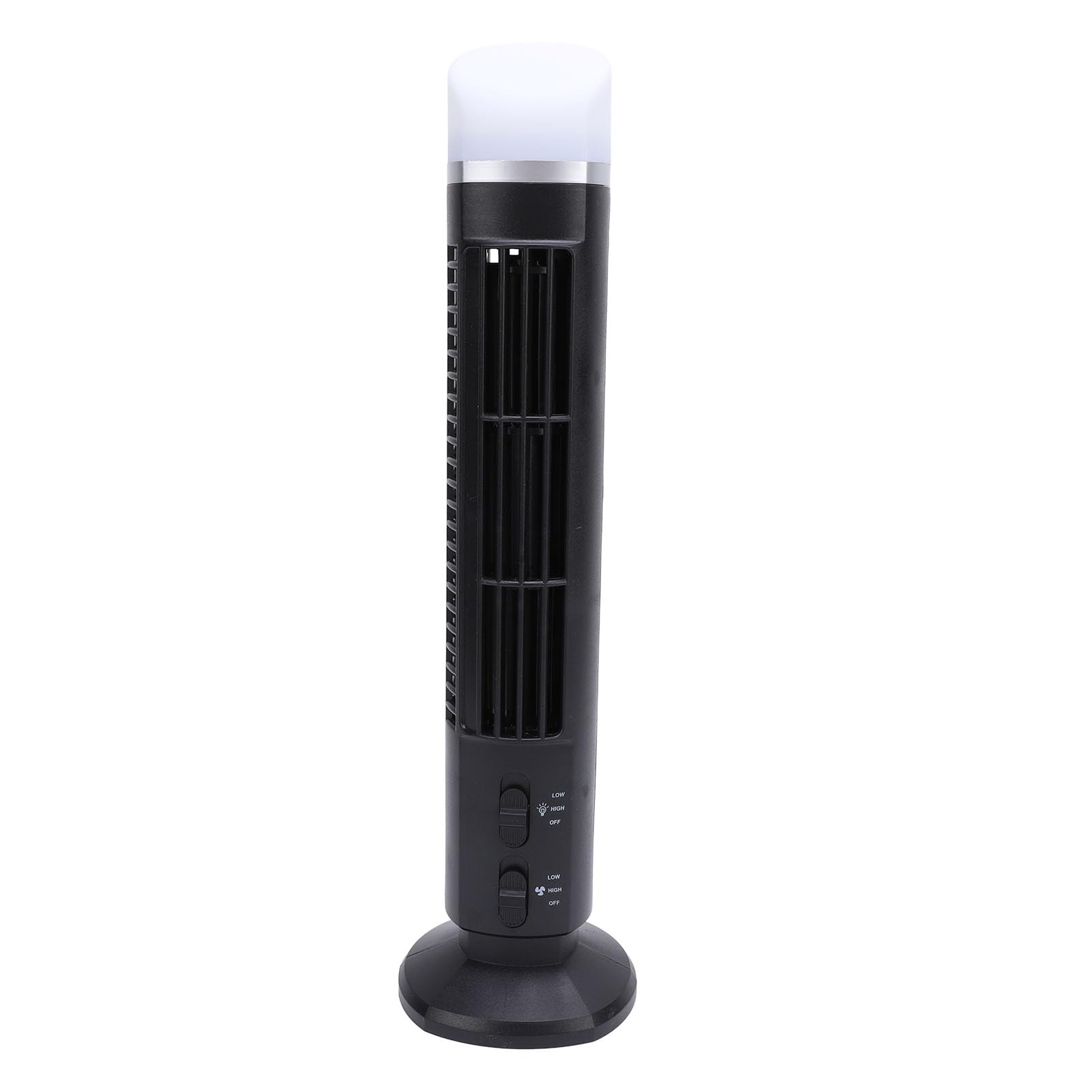 Bladeless Tower Fan Silent Compact USB Desk Bladeless Fan for Home Office Portable Bedroom with Light (Black)