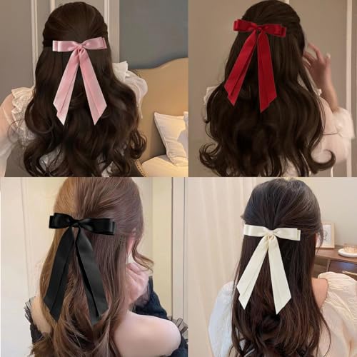 4 Pinzas de cabello con lazo de satén BetterJonny miniatura 2