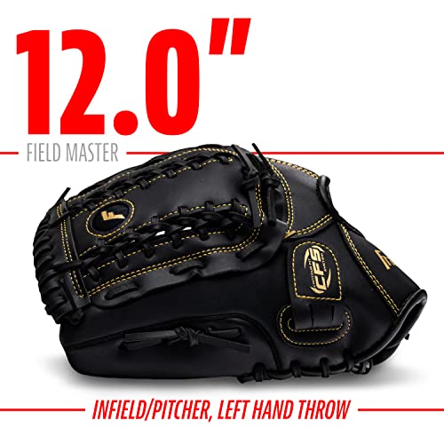 Image of Franklin Sports Baseball and Softball Glove - Field Master - Baseball and Softball Mitt - Adult and Youth Glove - Left Hand Throw - 12 inch - Black /Gold