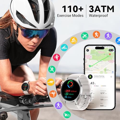 Image of Fitpolo Smart Watch for Men Women,1.3 inch AMOLED Touchscreen Fitness Tracker, Make /Answer Calls, Heart Rate SpO2 Monitor, 3ATM Waterproof, Sleep & Activity Tracking Smartwatch for Android Phones iPhone