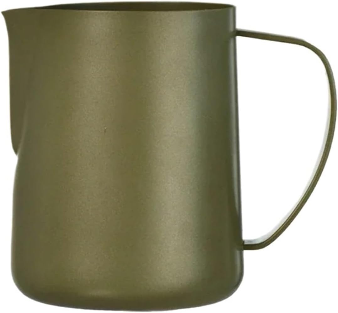 350/600ML Milk Jug Pull Flower Cup for Coffee Cappuccino Steaming Frothing Pitcher Stainless Steel Non-Stick Pot(600ml,Green)