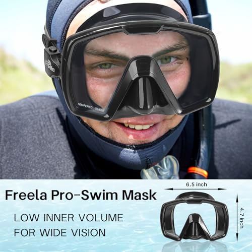Image of Freela Adult Swim Goggles Mask Tempered Glass Anti Fog Waterproof 180Clear