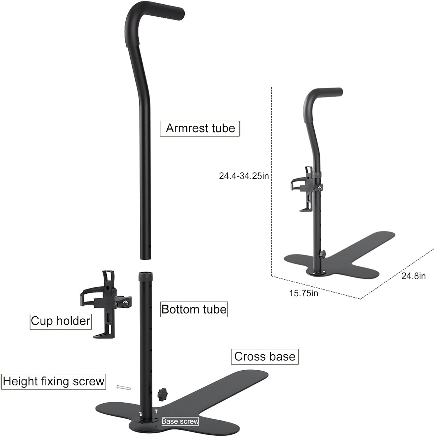 Couch Stand Assist for Elderly, 6-Level Height Adjust Chair Assist with Cup Holder, Mobility Standing Aid Sofa Standup Support for Patients, Seniors and Disabled (Black)