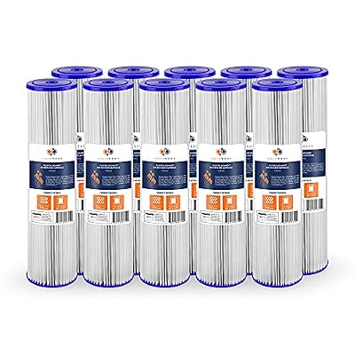 Aquaboon 5 Micron 20 x 4.5 Whole House Pleated Water Sediment Filter Replacement Water Filter Cartridge Compatible with ECP5-20BB, SPC-45-2005, 10-Pack
