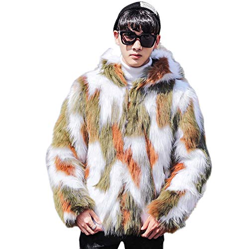 Men's Faux Fur Coat, Winter Warm Luxury Praka Outerwear, Long Thicken Soft Furry Trench Coat Cardigan for Men