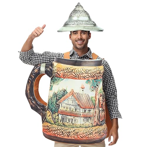 Vhjlfig Disfraz de botellas de cerveza, disfraz clásico de copa de cerveza para adultos, cómodo mono para niños, mujeres, hombres, Oktoberfest Events