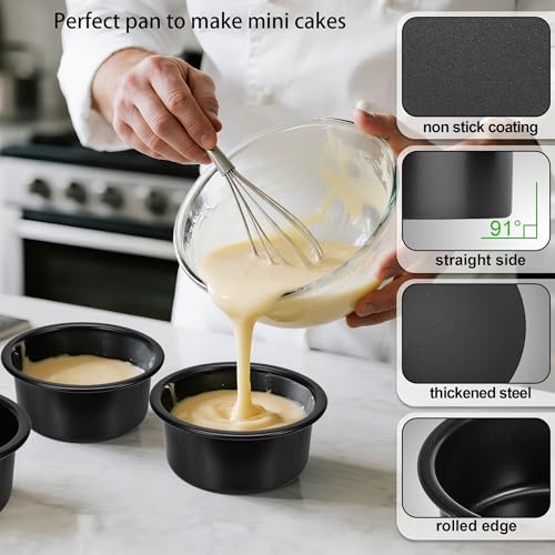 image for AWTBDP 4 Inch Cake Pan Set of 3, Nonstick Smash Cake Pans with 100PCS 