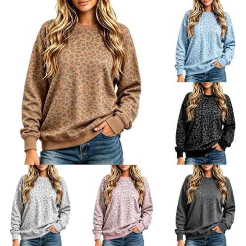 Cxquxse Leopard Sweatshirts For Womeny2K Fall Crew Neck Pullover Sweatshirt - image 1