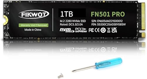 Fikwot FN501 Pro NVMe SSD - Unidad interna de estado sólido M.2 2280 PCIe Gen3 x4, hasta 3,500 MBs, caché SLC 3D NAND TLC, compatible con laptop y