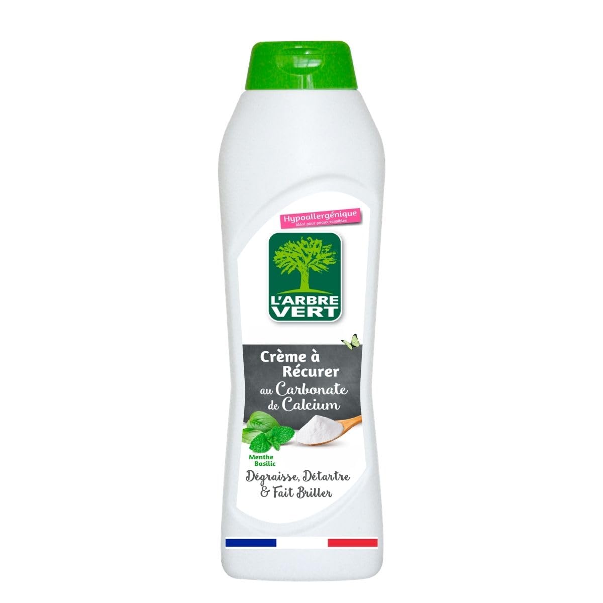 L'Arbre Vert Crème À Récurer au Carbnate de Calcium Menthe Basilic 500mL