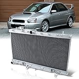 AJP Distributors Dual Core 2-Row Full Aluminum Radiator Engine Motor Cooling Upgrade Compatible/Replacement For Impreza WRX Automatic A/T Turbo Swap 2002 2003 2004 2005 2006 2007 02 03 04 05 06 07