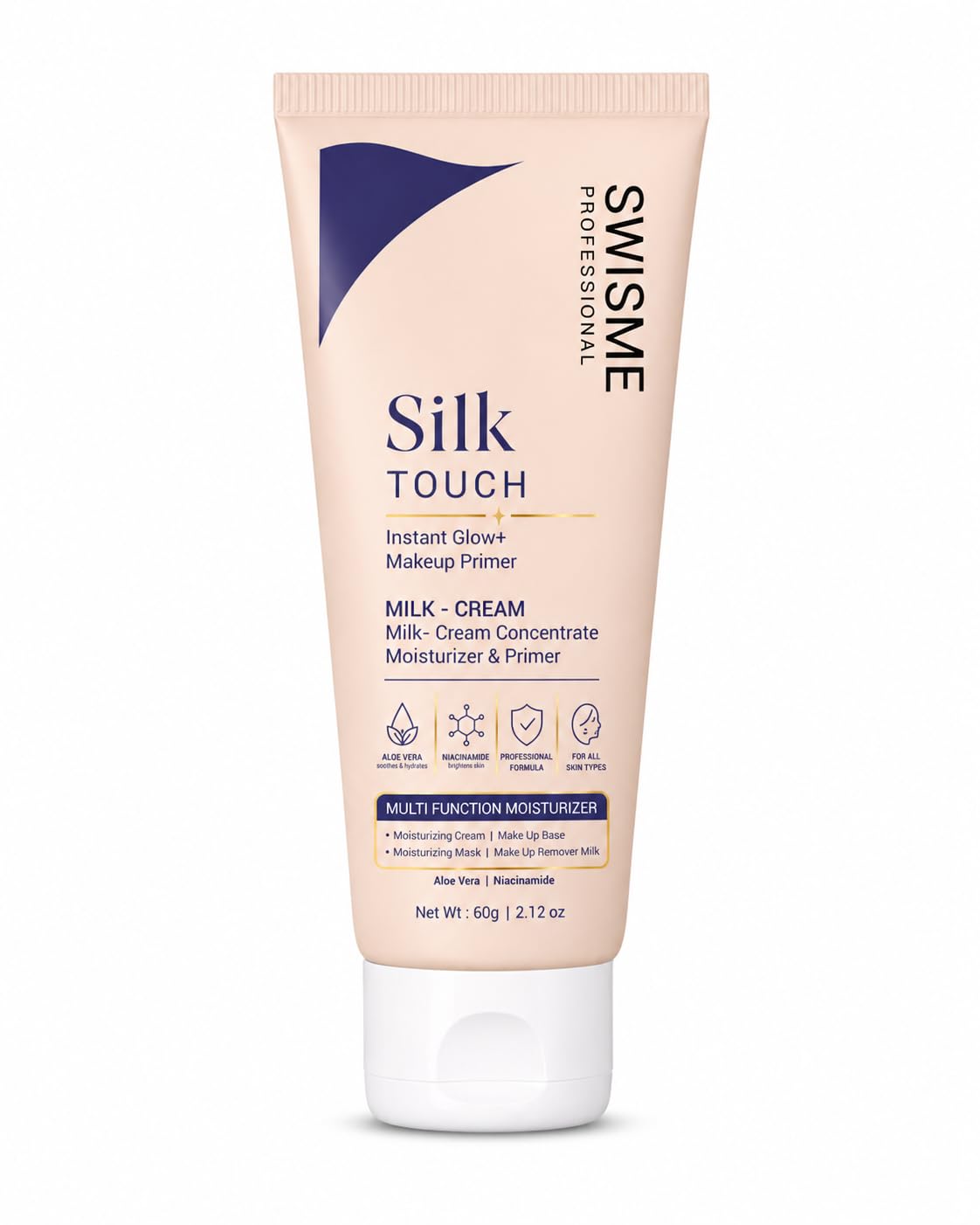 Silk Touch 4 in 1 Moisturizer and Glow Primer for Face | 2% Niacinamide l Hydrating, Lightweight, Long-Lasting | Pore Minimizer | Dermatologically Tested | All Skin Types | Makeup Base | 60g | Cruelty-Free (Pack of 1)-image-24