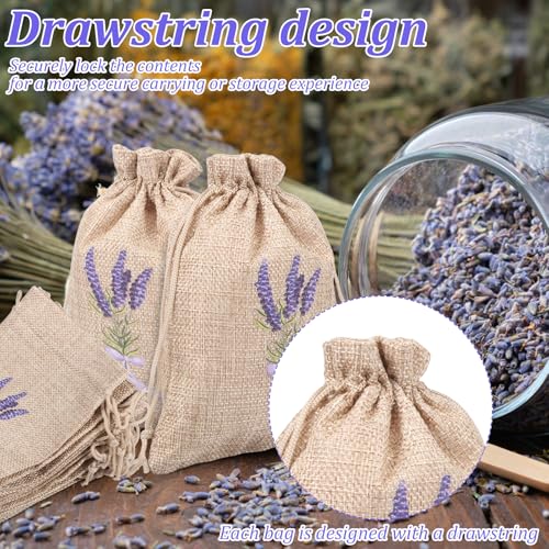 20 bolsas lavanda de lino o algodón con cierre de cordón miniatura 5