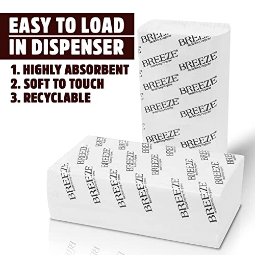 Image of BREEZE Multifold Tissue Paper Towels 1560 Sheets Soft and Absorbent 1 Ply Hand Towel Napkin for Office Kitchen & Home (Pack of 12x130, White)