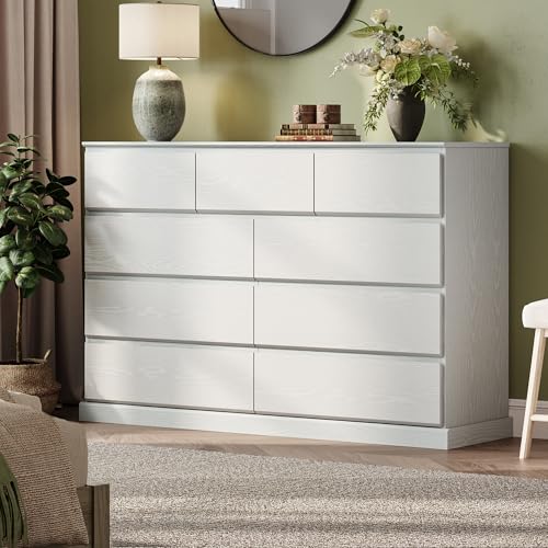 LINSY HOME 9 Drawer Dresser for Bedroom, 53' Wide Chest of Deep Drawers, Modern Farmhouse Wood...