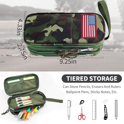 Image of Tactica Pencil Case for Boys,Large Boys Pencil Pouch with Zipper Compartments, Big Capacity Pen Box Pen Bag Organizer for School College Office Kids Teen Boy Men Adult