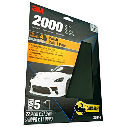 Image of 3M Wetordry Sandpaper, 2000 Grit, 9 in x 11 in, 5 Sheets, Use for Wet and Dry Sanding, Longer Lasting Sandpaper, Great for Auto Body Repair, Smooth Finish, Waterproof Backing for Wet Sanding (32044)