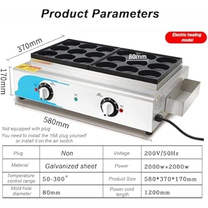 18-Loch-Ei-Burger-Maschine, Kommerzielle Elektrische Kuchenbackplatte Mit Heizung, 50–300 °C Temperaturverstellbar Und Antihaftbeschichtet, Zum Kochen Gesunder Spiegeleier, Burger, Omelette Und Mehr – Bild 6