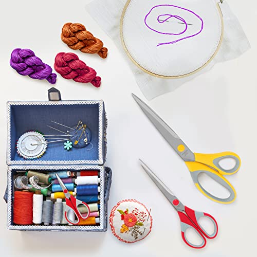 ABOUT SPACE Multipurpose Scissors Set - (Set of 3) Stainless Steel Multicoloured Scissors at Different Sizes for Household,Home & Kitchen, Office, Art & Craft, Sewing, Cloth Cutting (8.5", 6.9", 5.5")