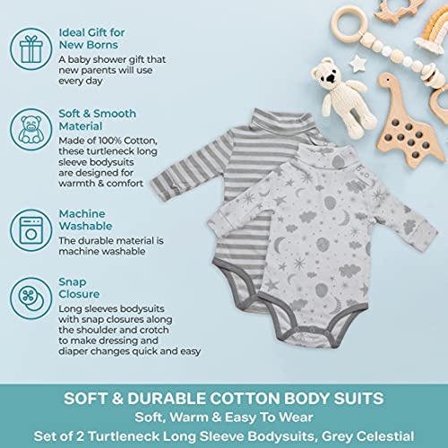 Image of SpaSilk Baby Boys 2 Pack Turtleneck Long Sleeve Bodysuit