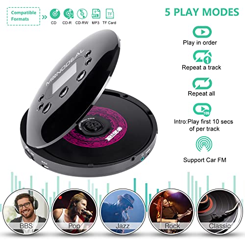 Cd Player Portable, Monodeal Portable Cd Player With Fm Transmitter, Rechargeable Cd Player For Car For Home Travel With Anti-Skip Protection Compact Cd Player Walkman With Headphones #TOP5