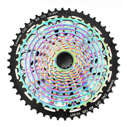 QHYRZE Casete Bicicleta De Montaña Casete De 12 Velocidades Rueda Libre Ligero 10-50T/10-52T Piñón Casete XD 12s Cassette MTB(Colorful,12s 10-52T)