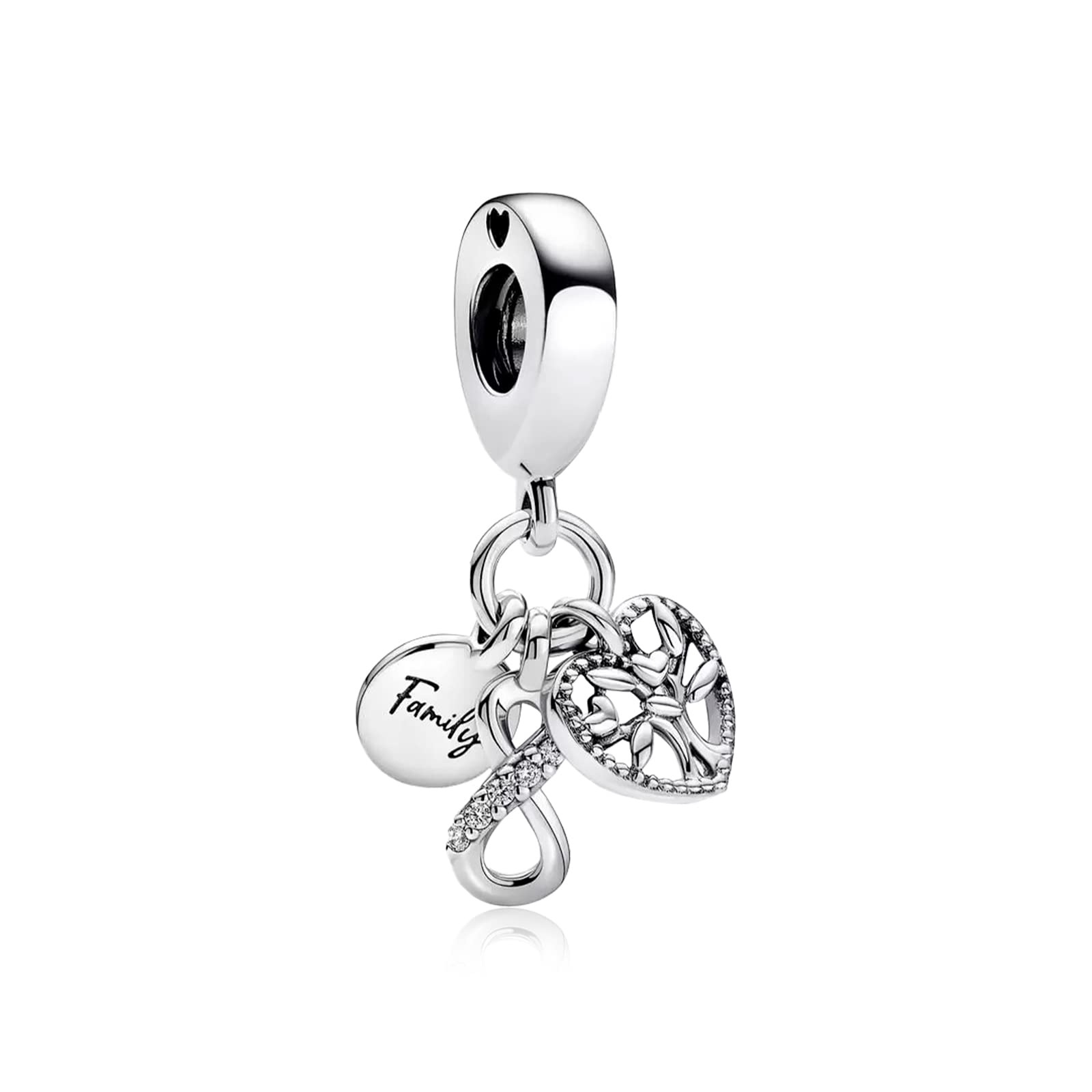 H.ZHENYUE Jewelry Family Dangle Cubic Zirconia Charm Beads fit Bracelet Necklace for Woman Girls,925 Sterling Silver Pendant Beads,Birthday Christmas Halloween Valentine's Day Gifts