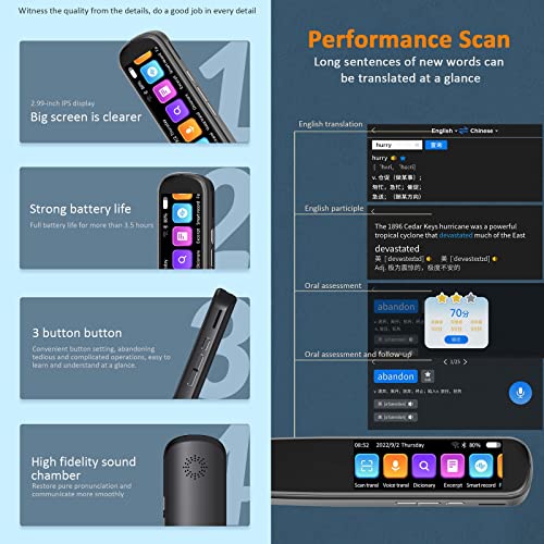 NICHOY Language Translator Device,OCR Reading Pen, Dyslexia Reading Tool, 112 Languages Translator Device for Meetings Travelling Learning, Dictionary Pen, Book Reader(A)