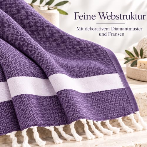 MyStilo Strandtuch Saunahandtuch XXL - Dickes, Weiches Badetuch 100x200cm, Schnelltrocknend - Premium Hamamtuch mit Diamantmuster für… – Ansicht 2