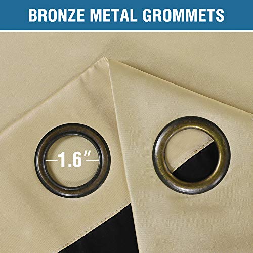 100% Blackout Curtains For Bedroom 84 Inches Long Thermal Insulated Lined Curtains For Living Room Double Layer Full Light Blocking Energy Saving Grommet Drapes Draperies, 2 Panels, Wheat #TOP5