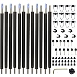 Wadoy Trampoline Poles Replacement Enclosure Poles Kit Black Universal Fits 6 Straight Poles Round Frame with Clamp and Hardware for 12Ft, 13Ft, 14Ft, 15Ft, 16 Ft Trampolines