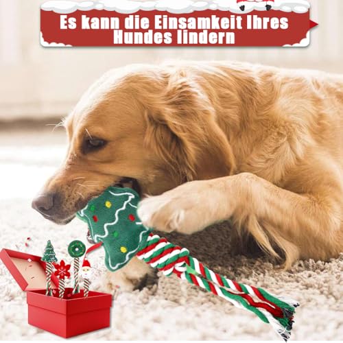 Tyafzzn 4 Stück Hundespielzeug Weihnachten, Hundespielzeug Unzerstörbar, Naturbaumwolle Hundespielzeug, Tolles Hundespielzeug für Geschenke für Hunde