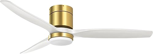 Miniatura 7 de YITAHOME Ventilador de techo de perfil bajo de 52 pulgadas con luz, 3 aspas de ventilador de madera, ventilador de montaje empotrado con control
