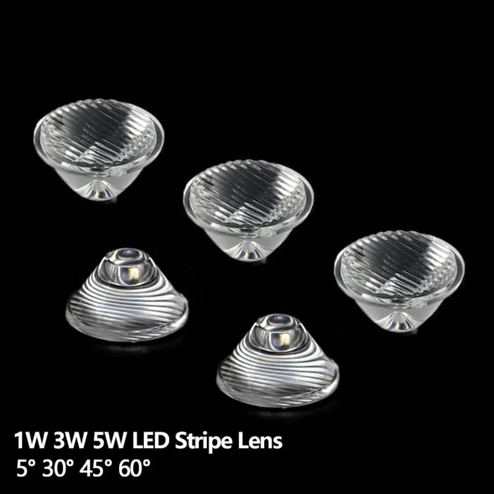Prisms & Kaleidoscopes 30pcs 20mm 1W 3W 5W LED Stripe LED Lens 5 30 45 60 Degree Optical LED Lens Reflector Collimator for E27 MR16 GU10 Ligh Science Classroom Optics Kits (Color : Stripe Lens, Size