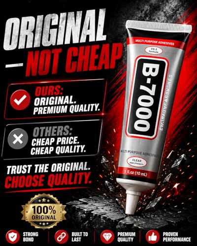 Image of B-7000 Multi-Purpose Adhesive Glue (50ML / 1.68 fl. oz) - Clear Liquid Glue Ideal for Crystal Crafts, Jewelry, Beads, Clothing, Shoes, Fabrics, Screen Repair, Metal, Stone & Glass