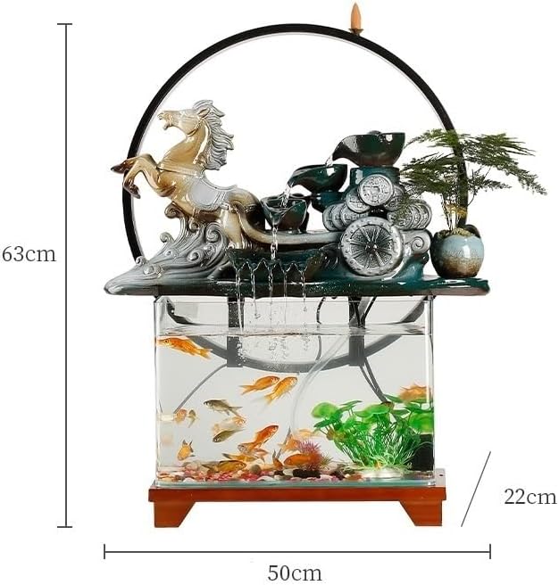 Indoor Fountain Tabletop Fountain Chinese Style Flowing Water Ornaments Landscape Fish Tank Living Room Small Fountain Waterfall Office Creative Decoration Tabletop Fountain