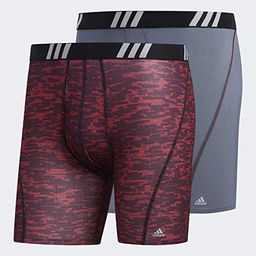 adidas Men's Sport Performance Mesh Boxer Briefs Underwear (2-Pack), Active Maroon Conspire Onix, LARGE
