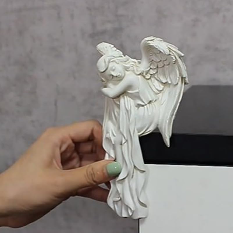 DOITOOL Türrahmendekoration Engel 2Er Set Schlafende Engel Figuren Aus Resin Klassische Engelsornamente Für Wohnkultur Fensterdeko Und Weihnachtsdeko Links Und Rechts 6.30X3.15X1.46 Zoll