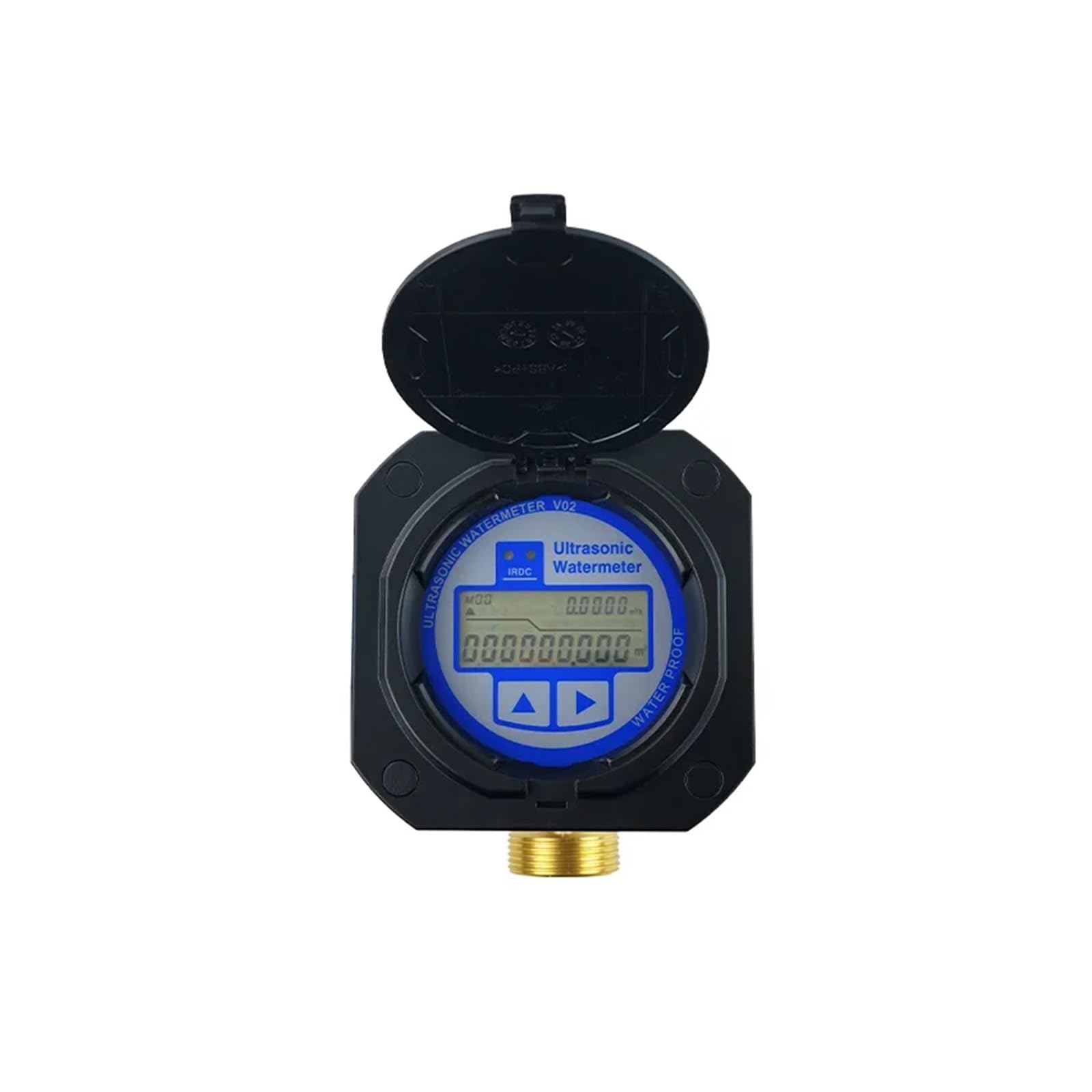 Caudalímetro ultrasónico for líquidos con conexión roscada DN25, medidor digital de caudal de agua, resistente al agua IP68.