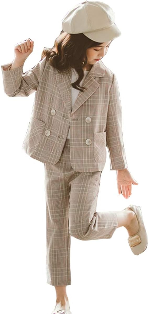 Amazon Ymgot 女の子 入学式 チェック柄 パンツスーツ フォーマル 子供スーツ セットアップ 上下2点セット フォーマル 通販